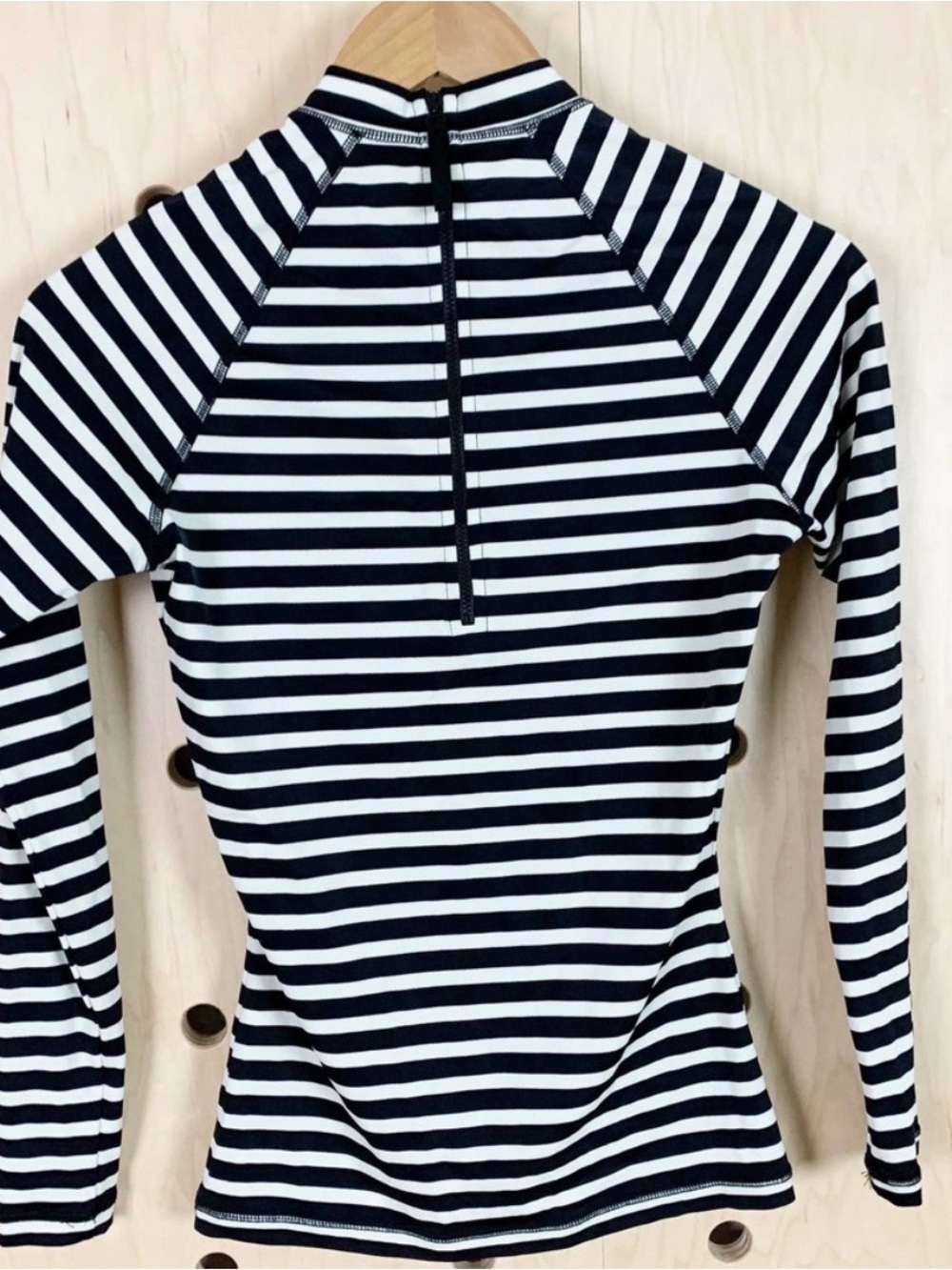 Women’s J. Crew Black and White Striped Swim Top, Size Small